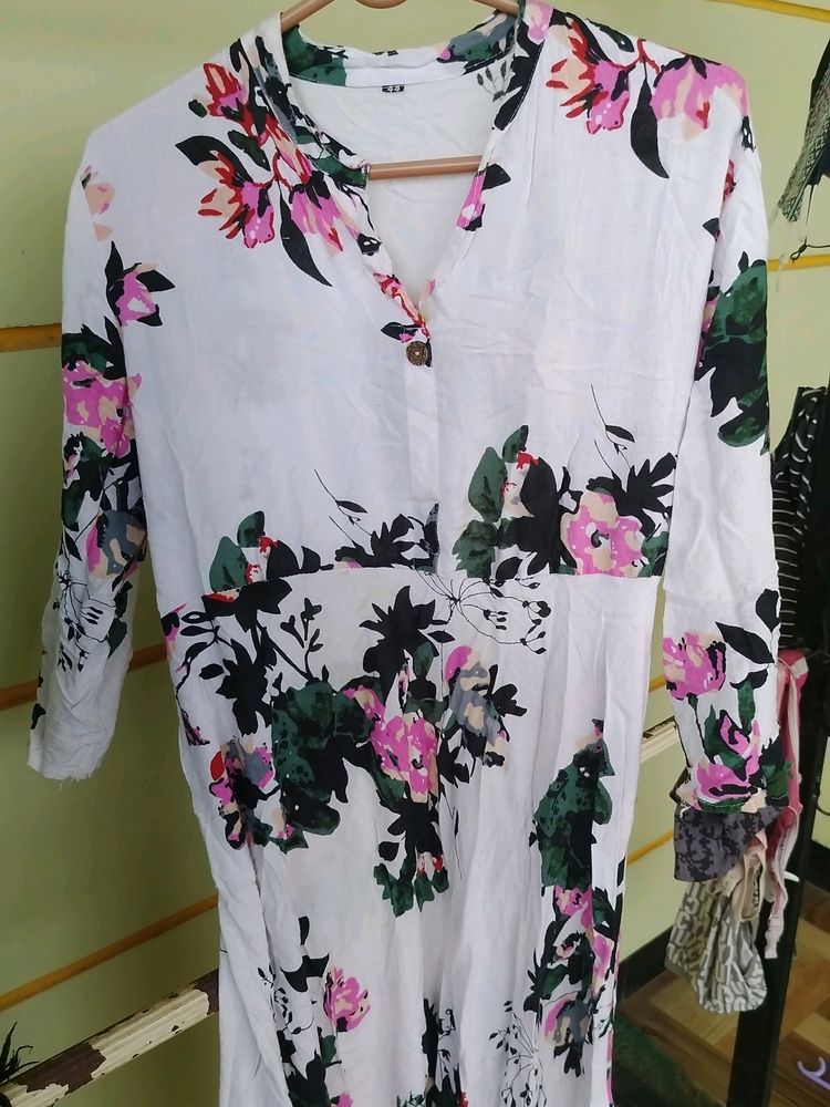 Nice Kurta White Floral Printing