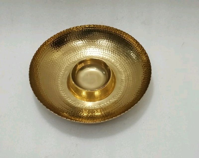 Snack And Dip Metal Server With Gold Finish