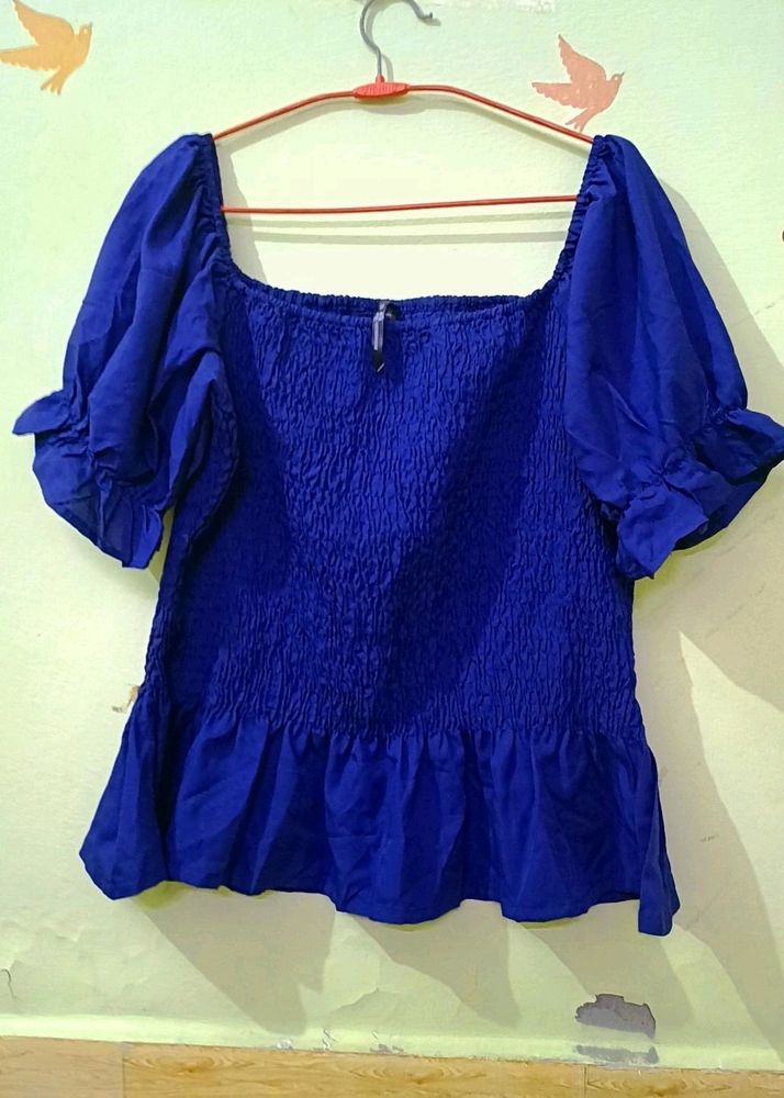 Square Neck Blue Top