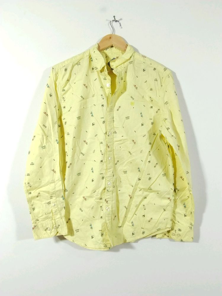 Yellow Designer Cotton Shirt