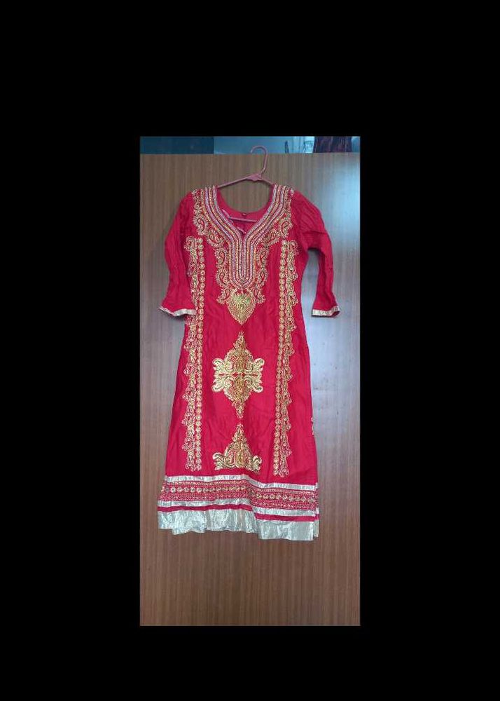 Red Heavy Work Totally New Kurta