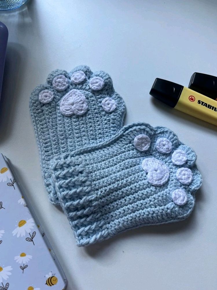 Handmade Crochet Cute Paw Hand Warmers