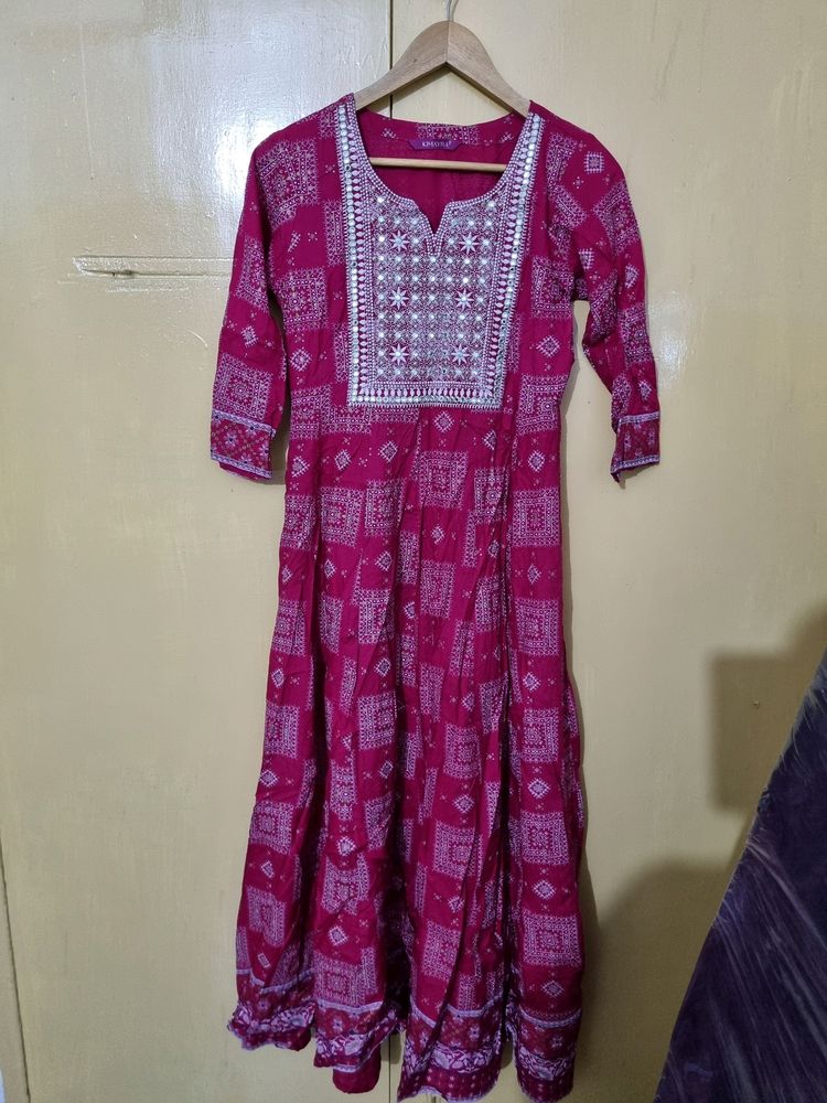 Magenta Women Kurta Set With Pant And Dupatta