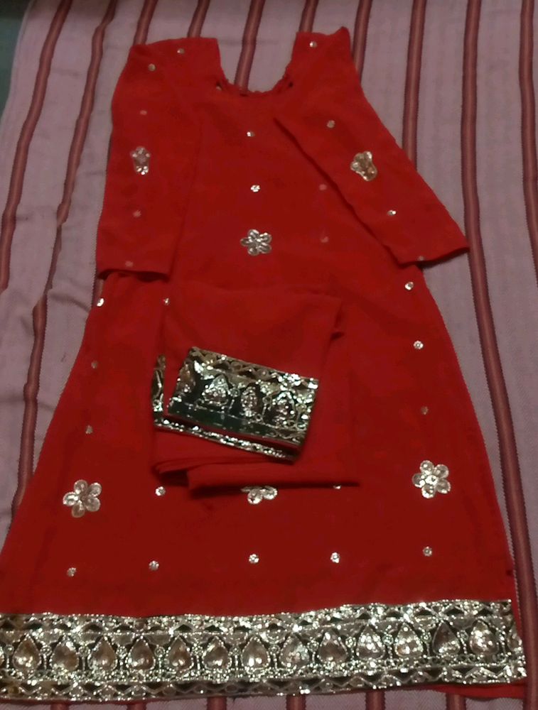 Stitched Red Colour Suit