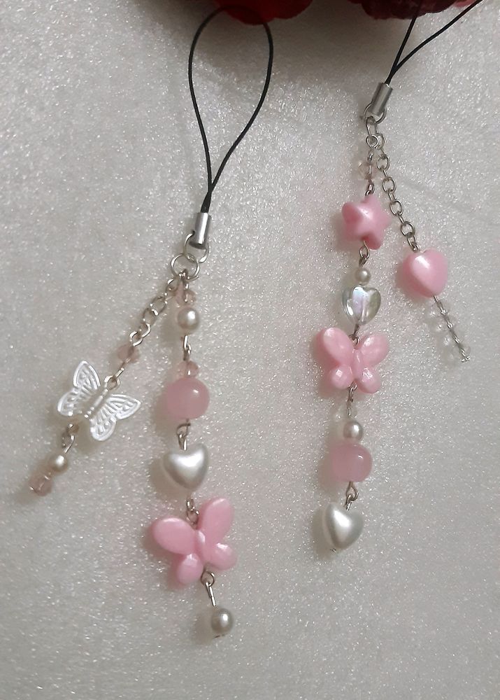 Combo Of 2 Pink Butterfly Mobile Charm