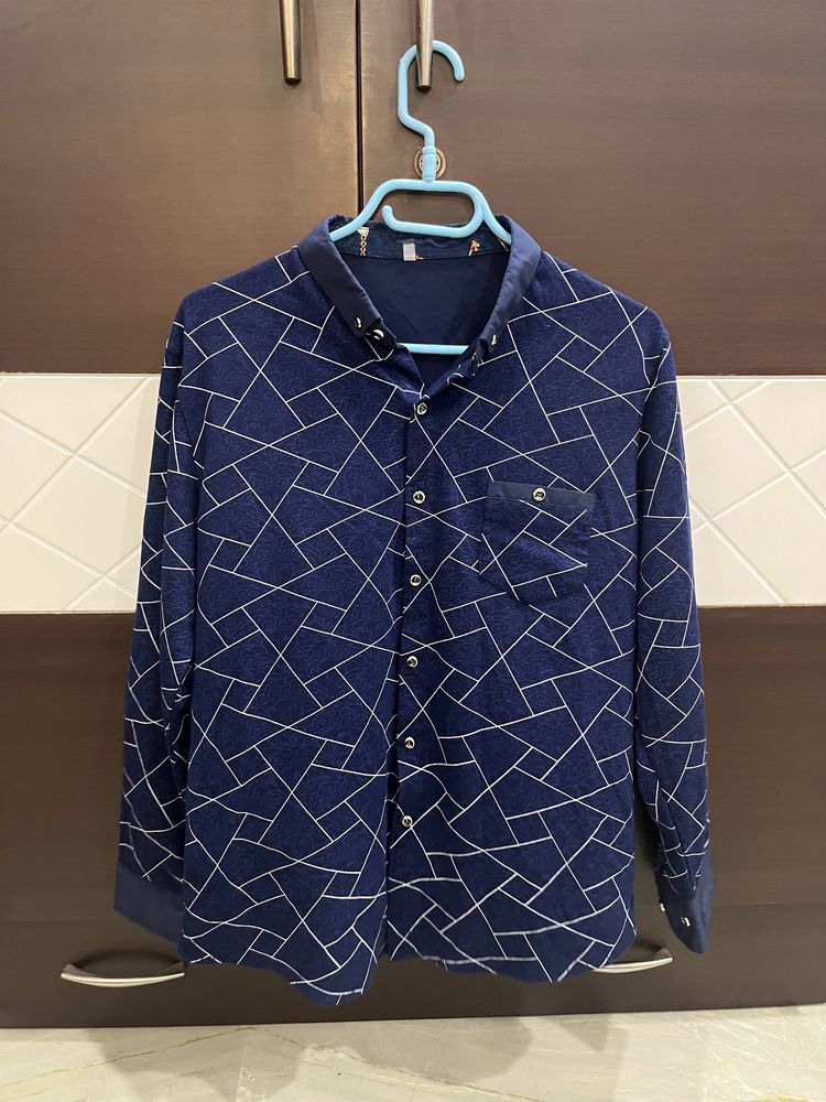 Blue Abstract Print Shirt