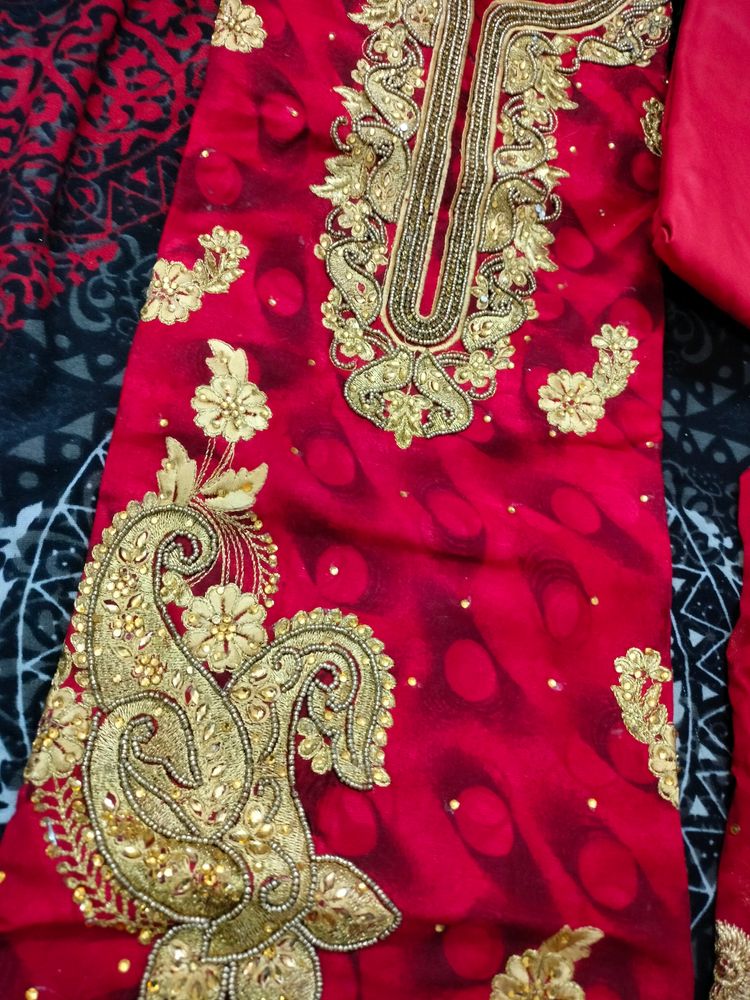 New PartyWear Suit Moti Work Full Embroidery Dupta