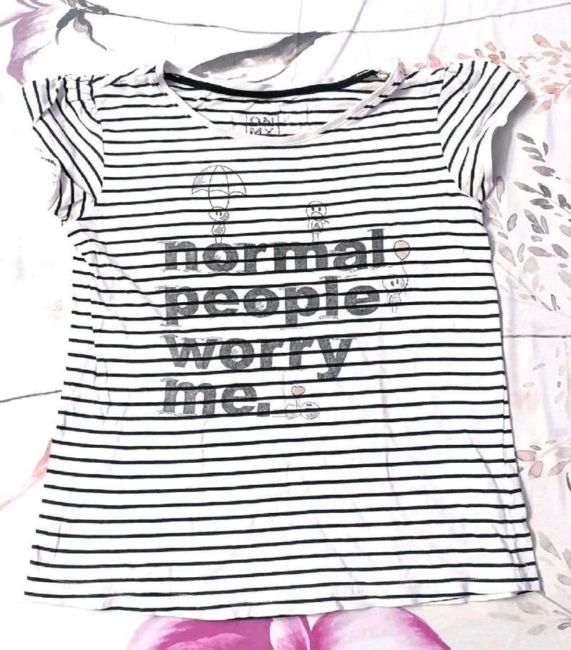 Black N White Stripped Tshirt