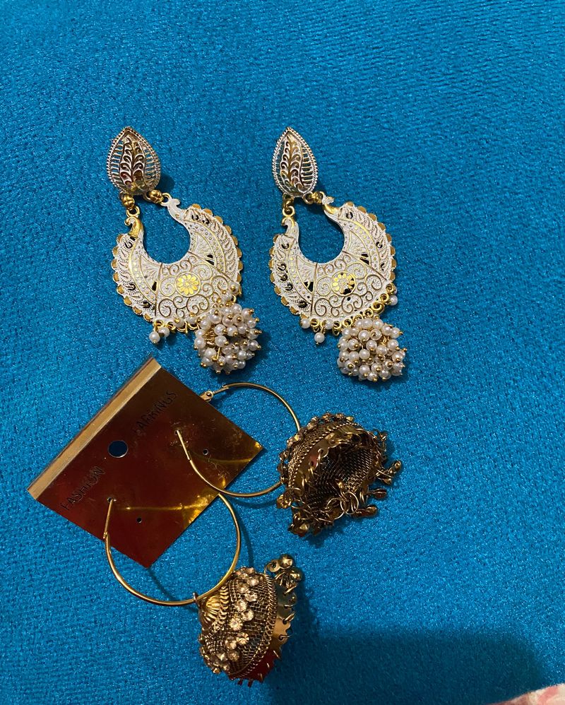 Golden Jhumka With Hanging Earring