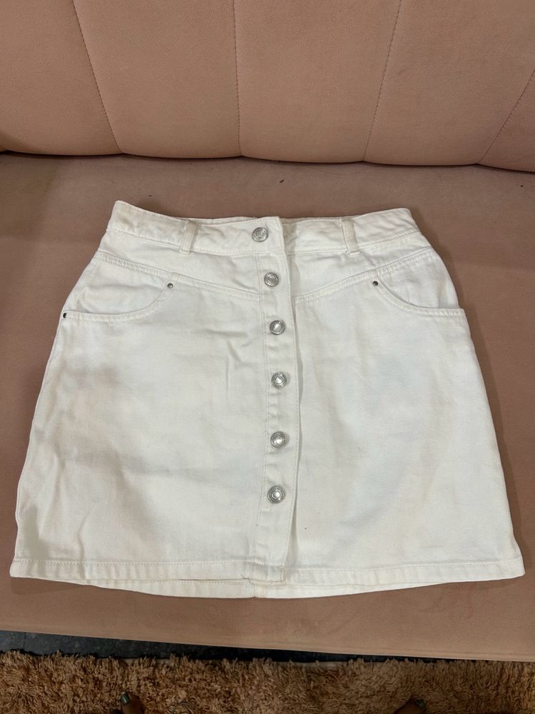 Nuon White Denim Skirt