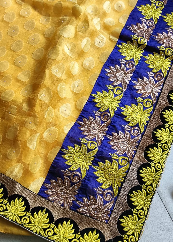 Yellow Saree With Black Border