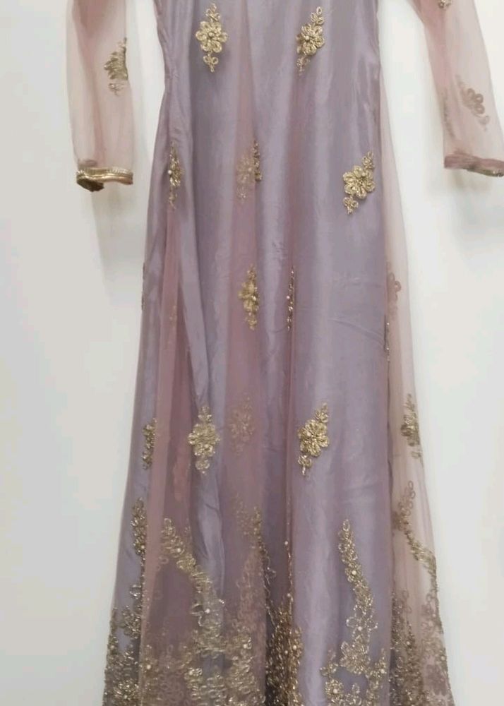 Beautiful Nude Pink Ethnic Gown With Dupatta