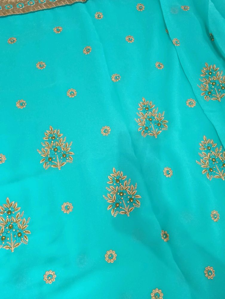 Desinger Full Worked Saree With Unstitched Blouse