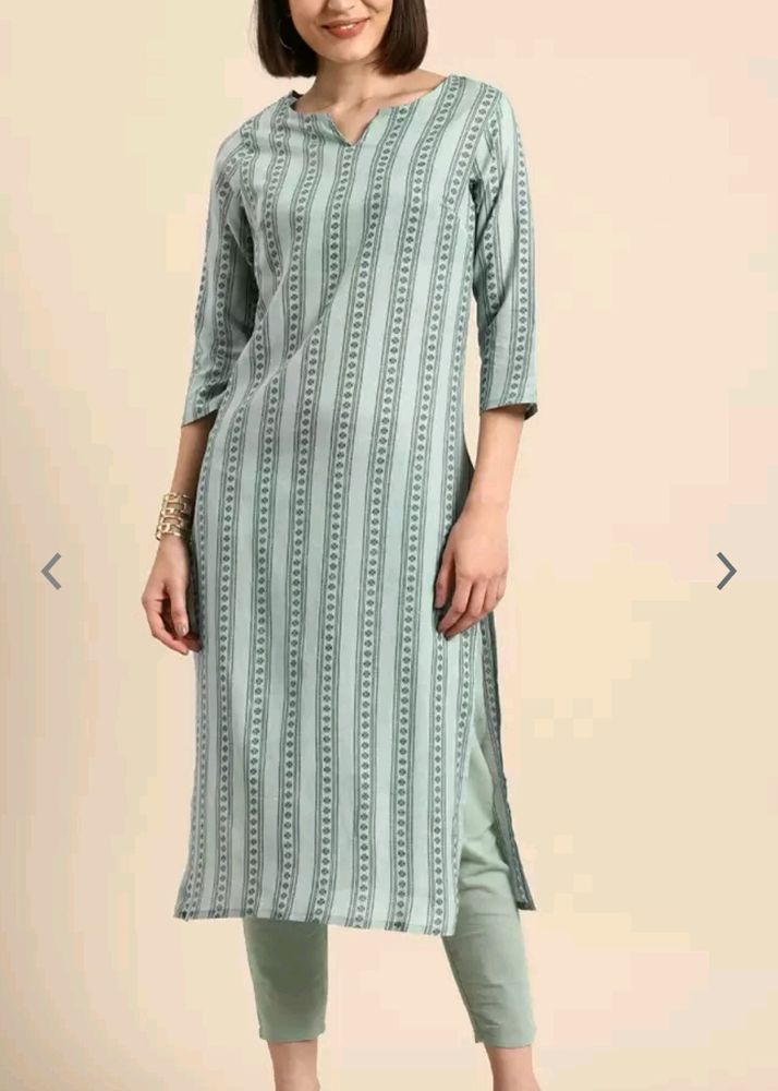 Anouk Green Printed Kurta With Trousers