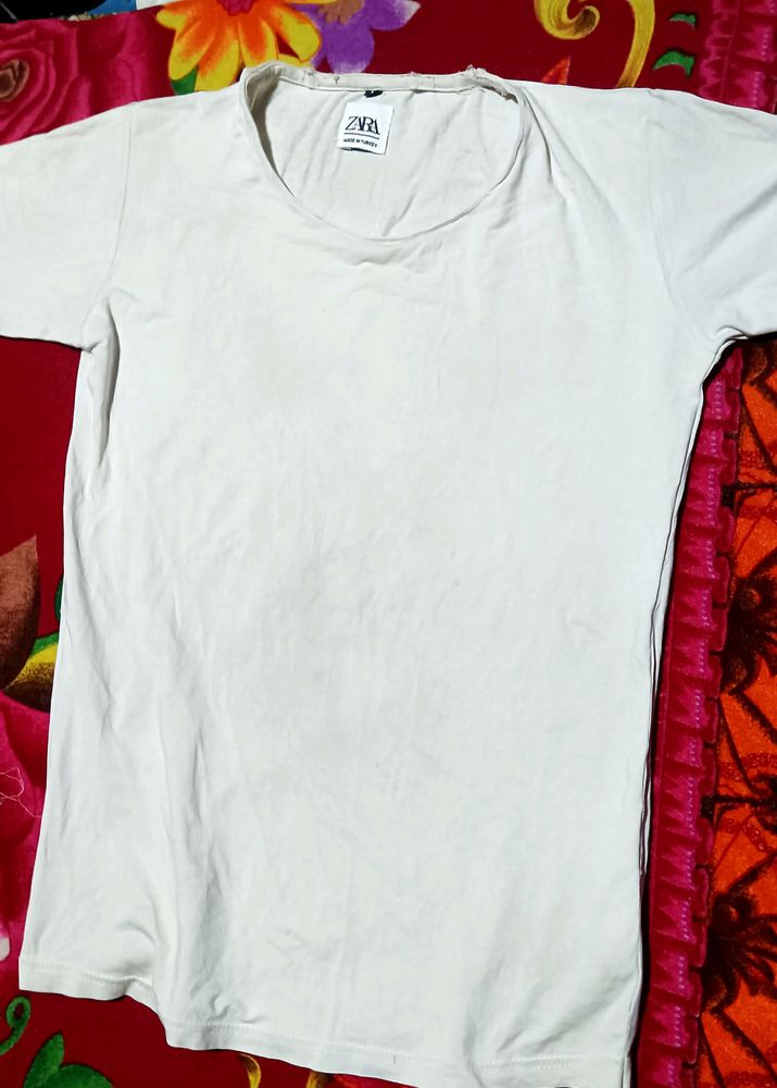 Circle Neck White Tshirt For Men