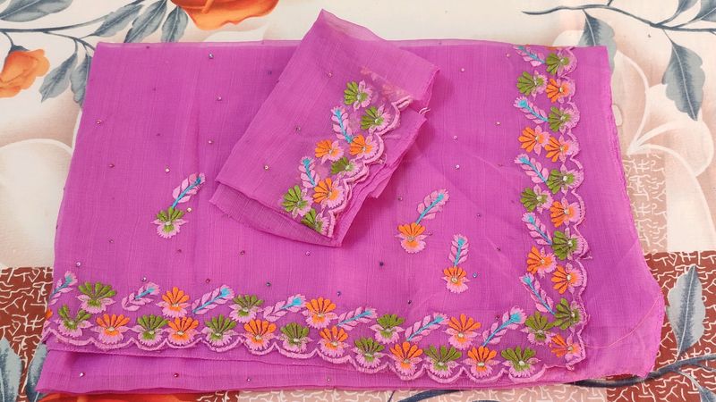 Embroidery  Cutwork Saree