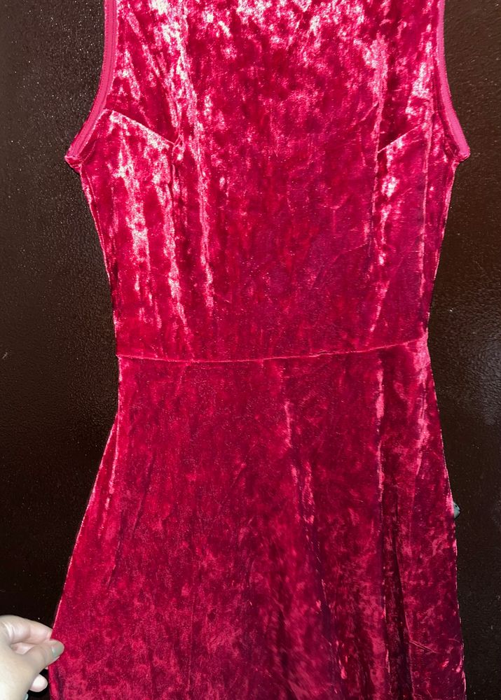 Stunning Maroon Velvet Maddi Dress with Deep Back”