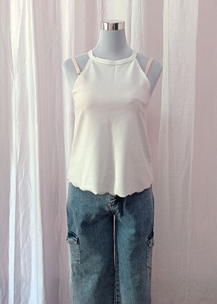 Halter Neck Casual White Top🤍