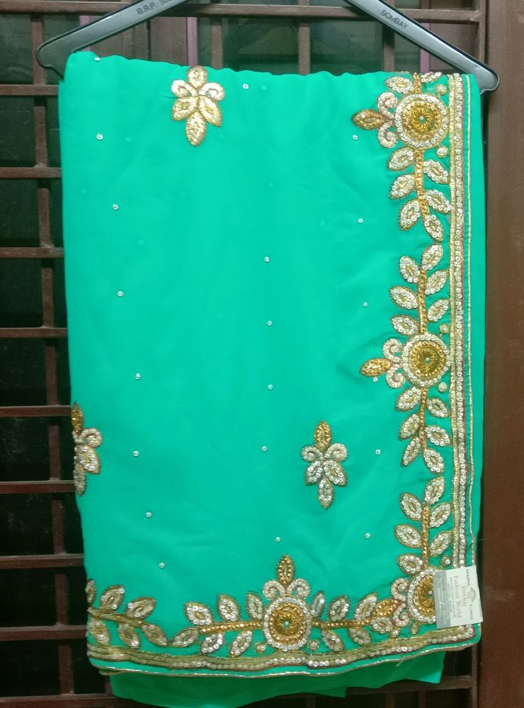 Georgette Saree With Machine Embroidery