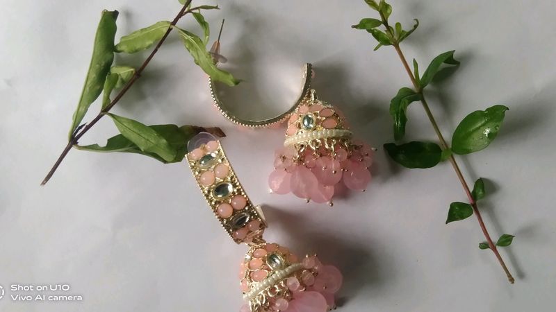 Pink Earring With Beautiful Work