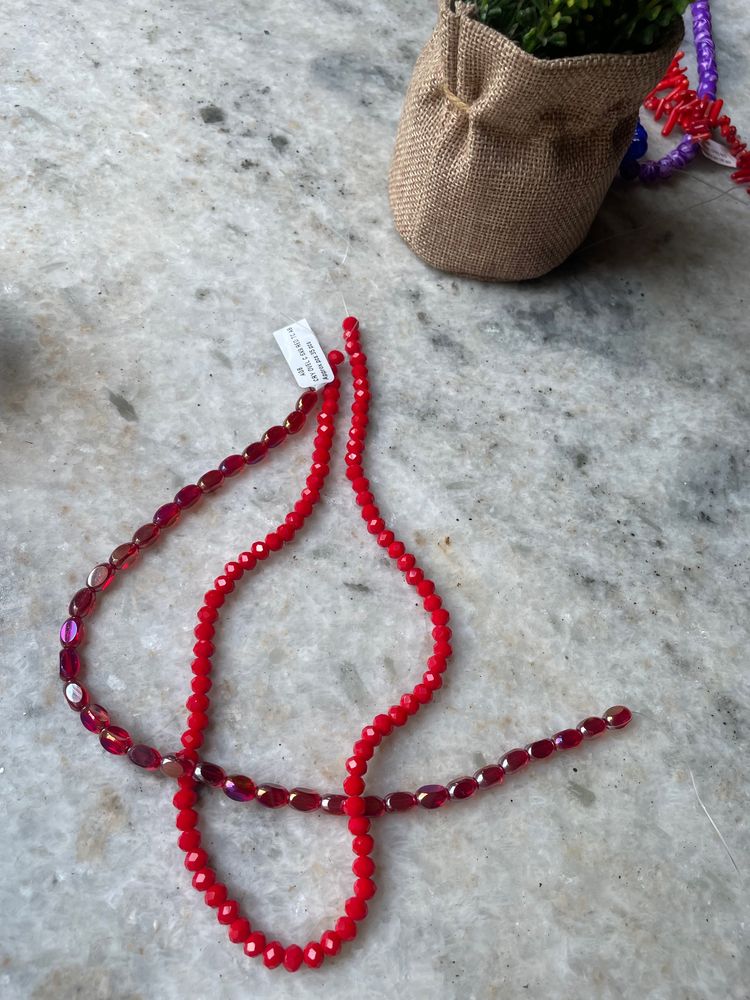 Red Crystal Beads Two Sets Of Bead