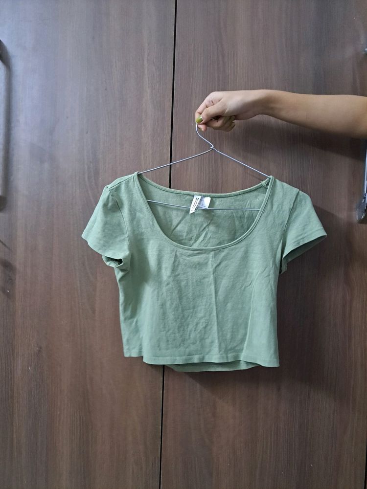 Olive Green Crop Top