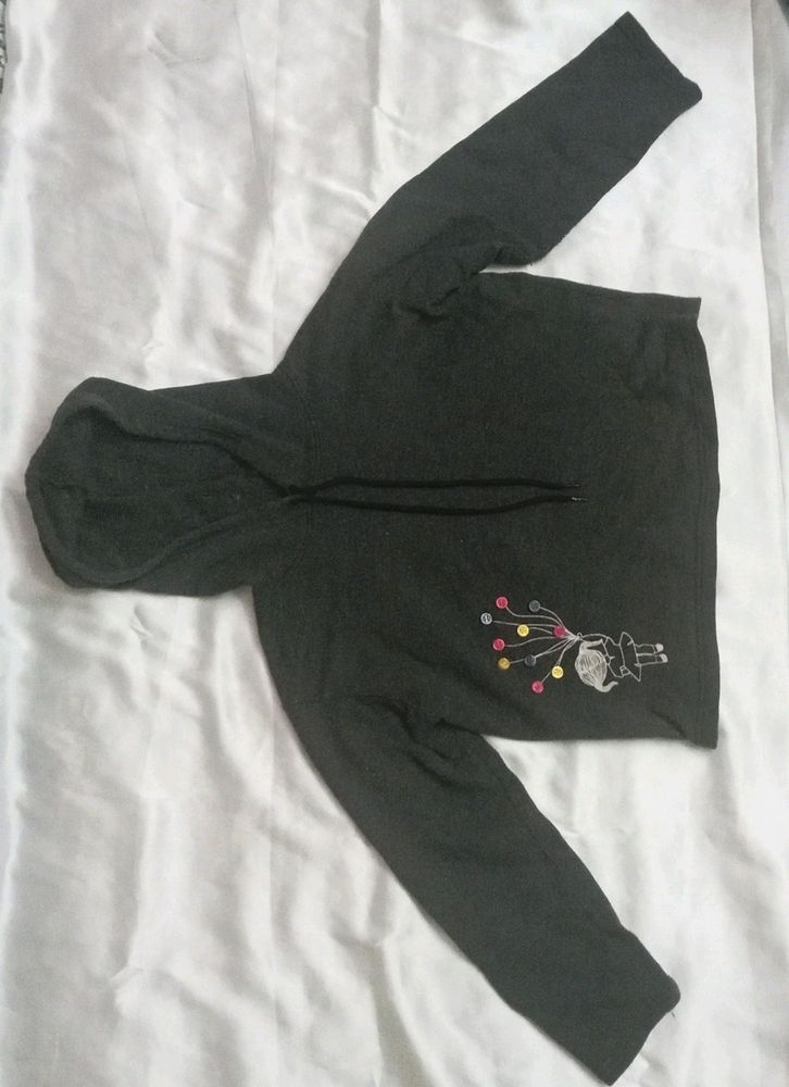 Charcoal Croped Hoodie