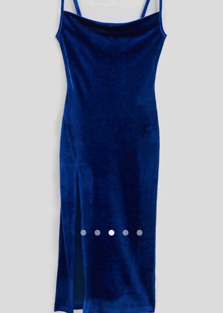 Blue Velvet Midi Dress From Savana Brand