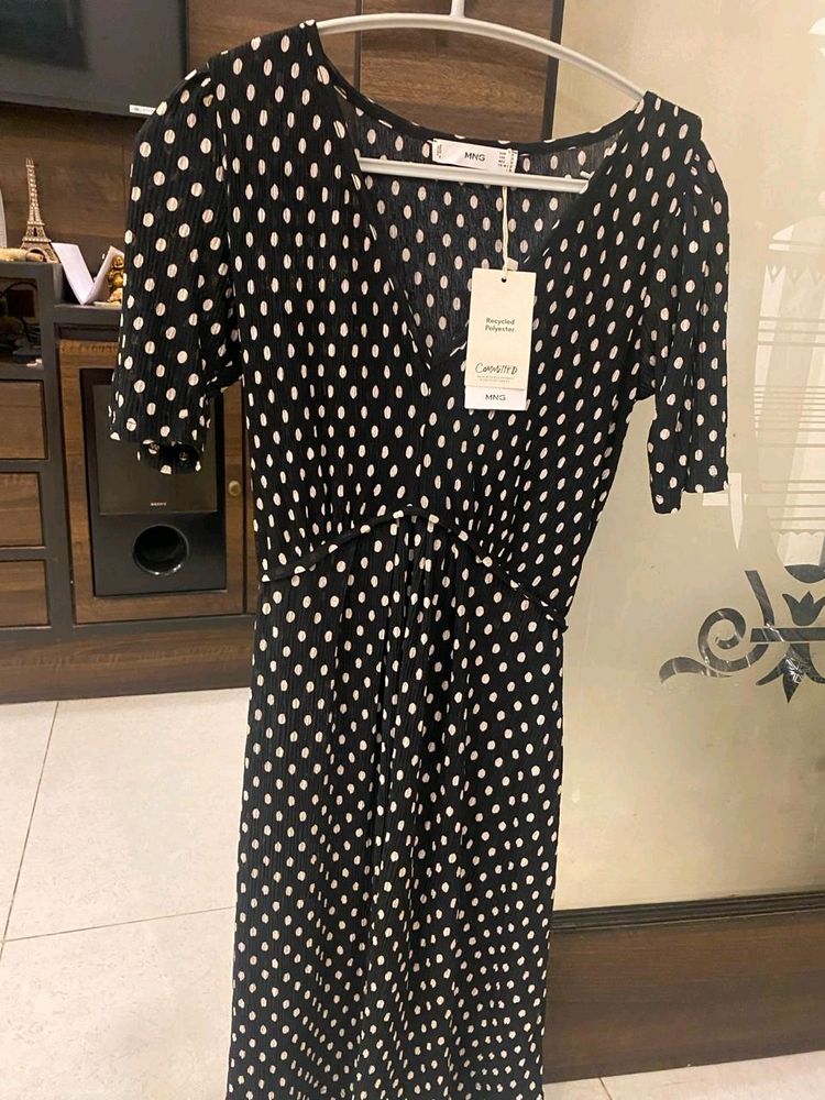 Pretty MANGO Black Polka Dot Dress