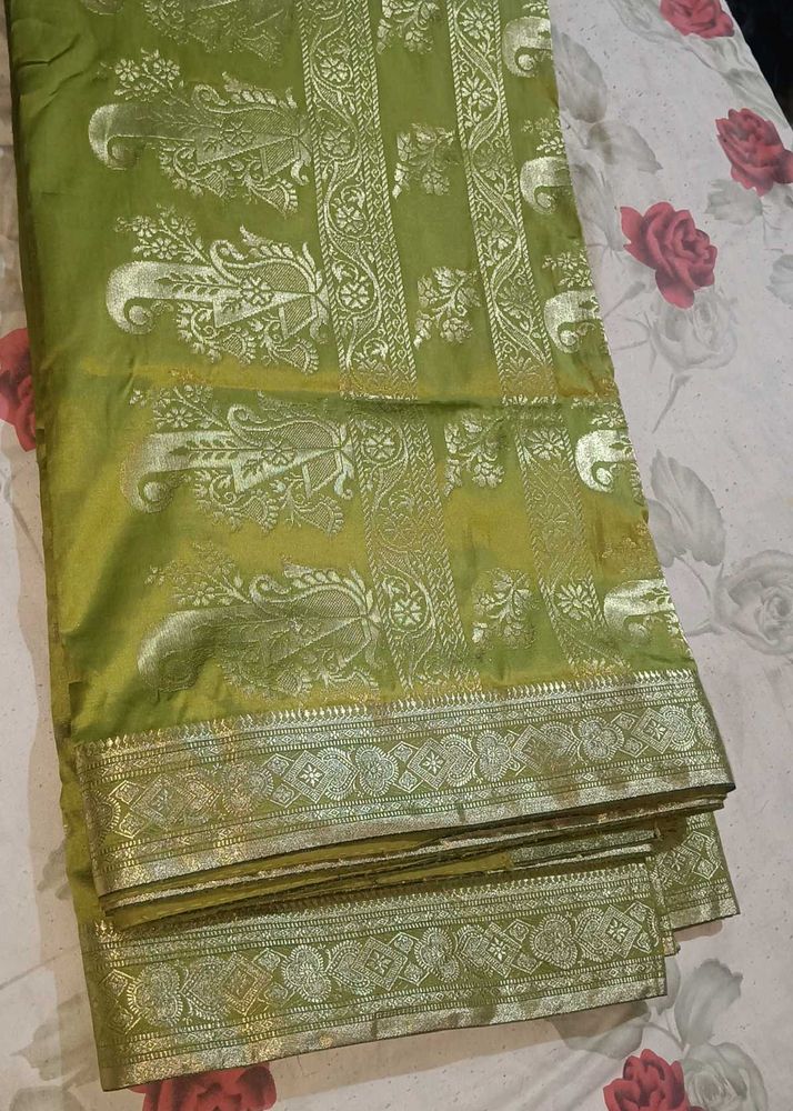 Pure Art Silk Zari Work Sari Without Blouse