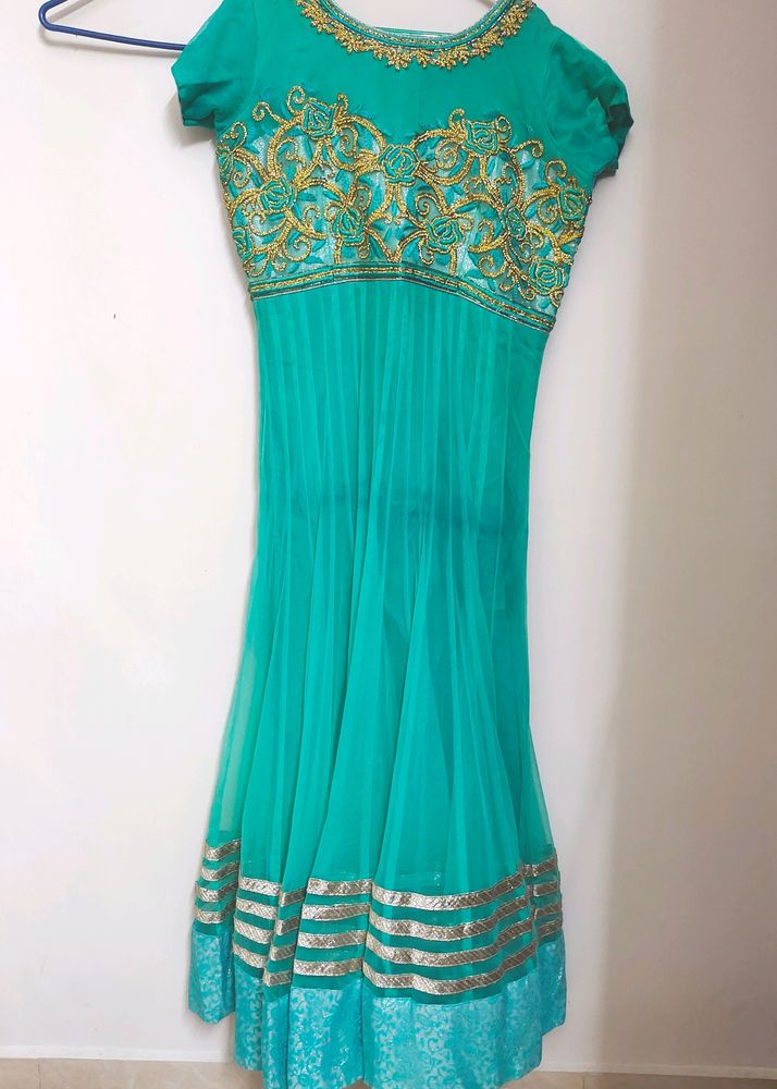 Heavy Work Sea Green Anarkali Set