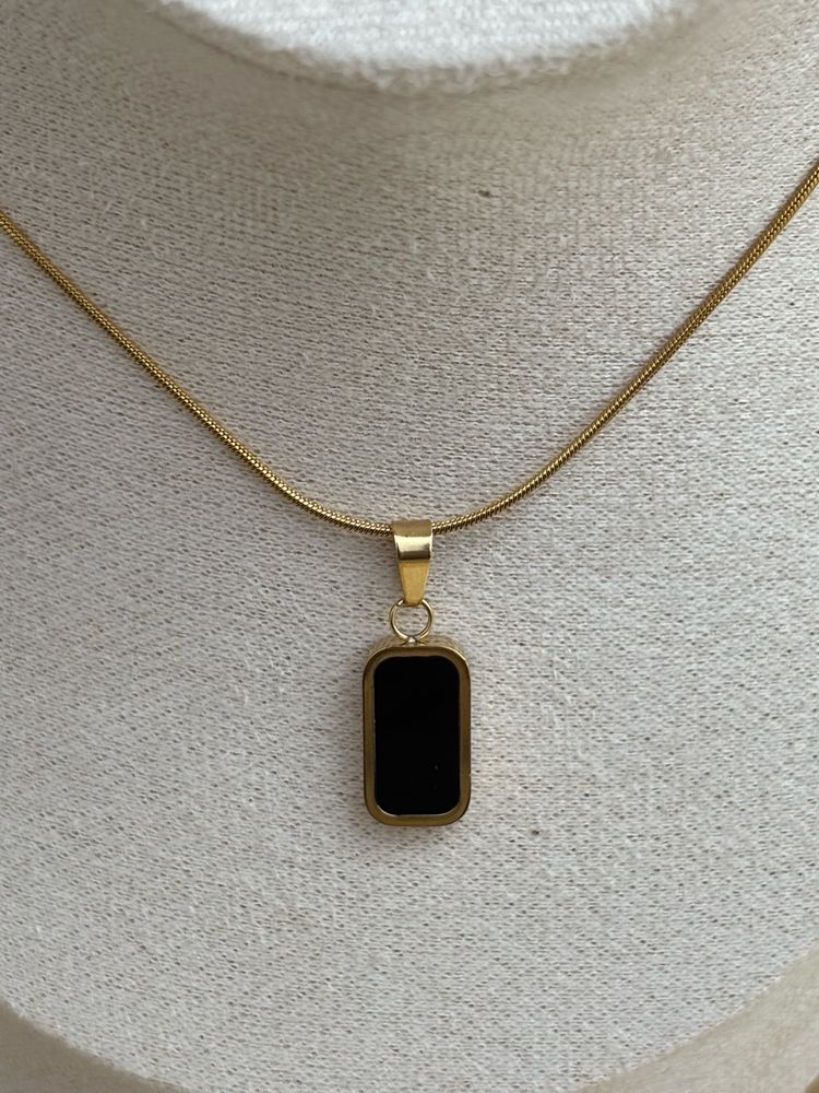 Reversible Black Pendant Chain Anti Tarnish