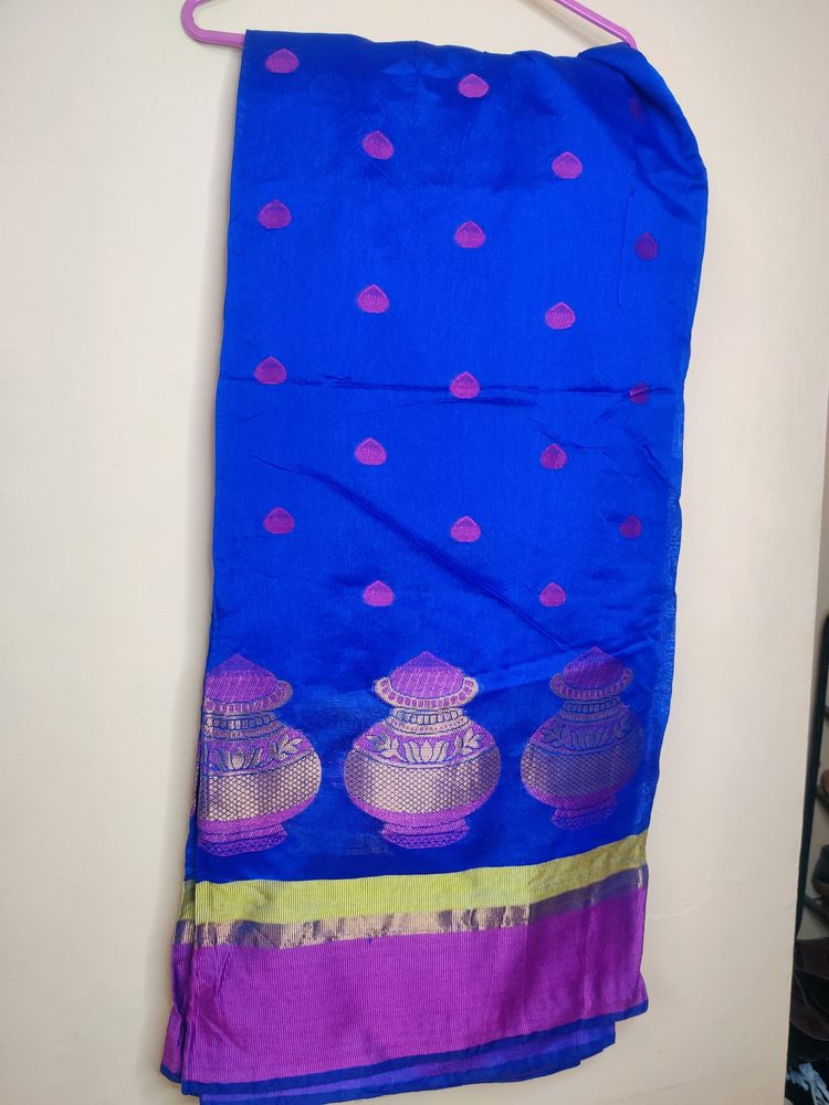 Royal Blue Chanderi Cotton Saree