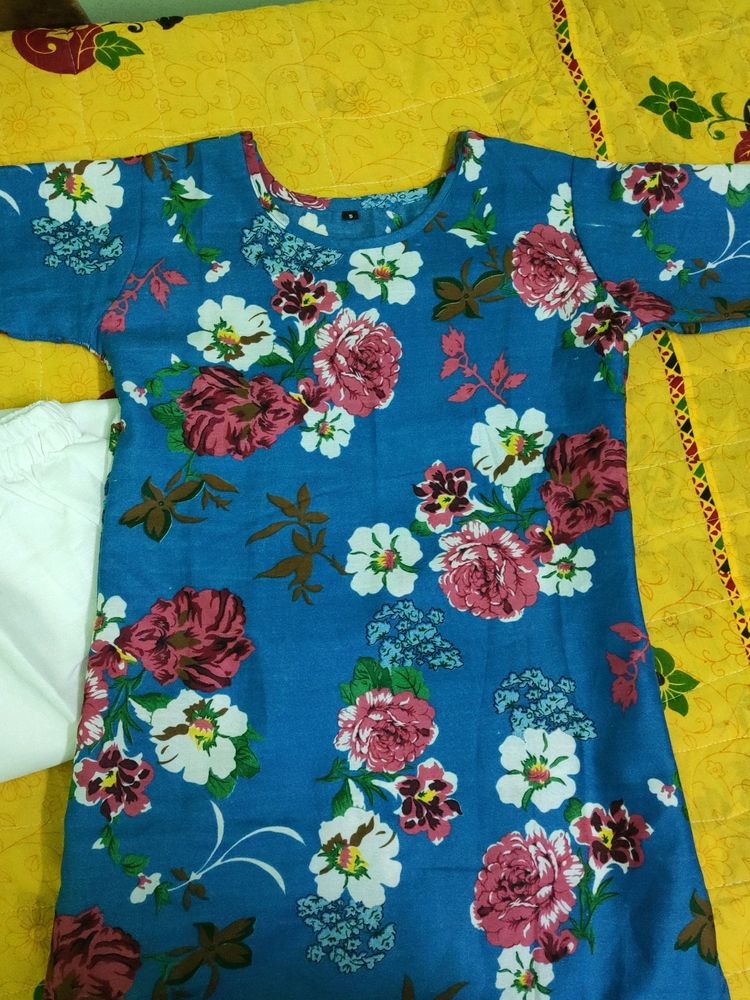 Floral Blue Kurti