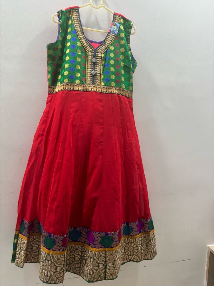 Red Chiffon Anarkali Suit