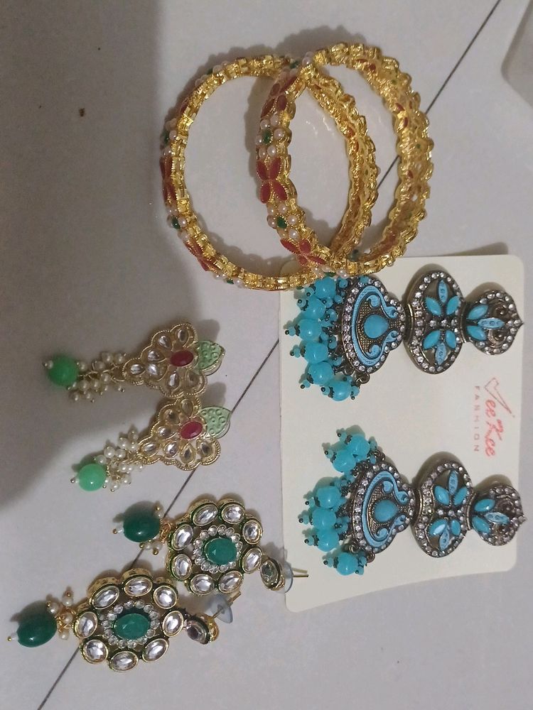 Combo Of Bangles & Earrings