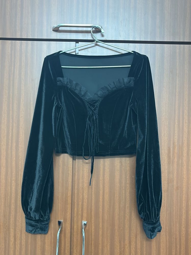 Women Black Velvet Top