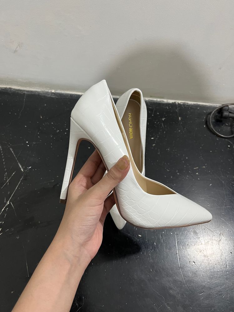 Fashion Nova White Heels -Imported