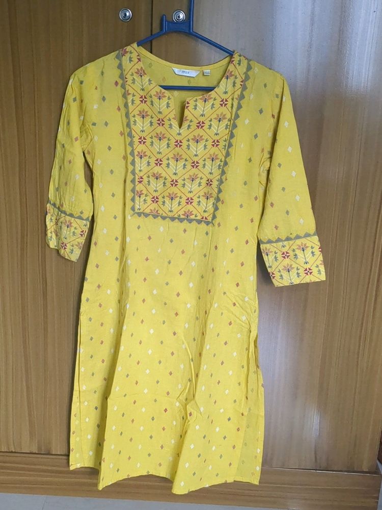 Mustard Yellow Straight Kurtha From Max Brand