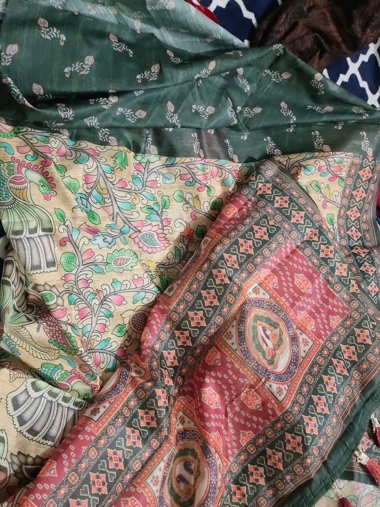 Beautiful Multicolour Art Silk Kalamkari Saree