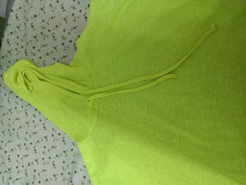 Neon Hooded Crop Tshirt