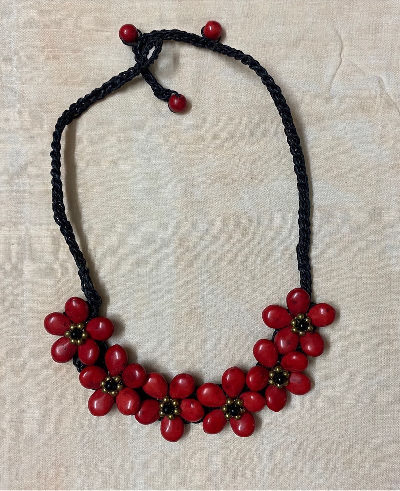 Boho Red Flower necklace