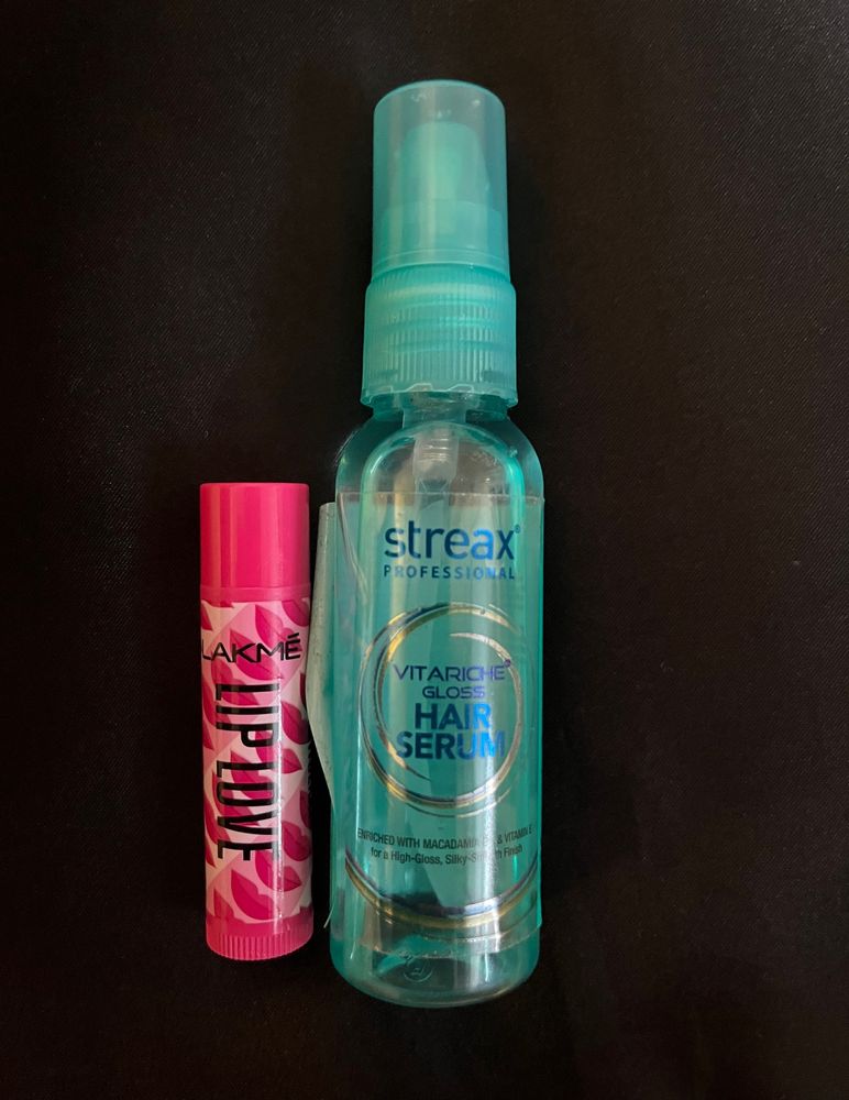 Streax Hair Serum & Lakme Lipbalm