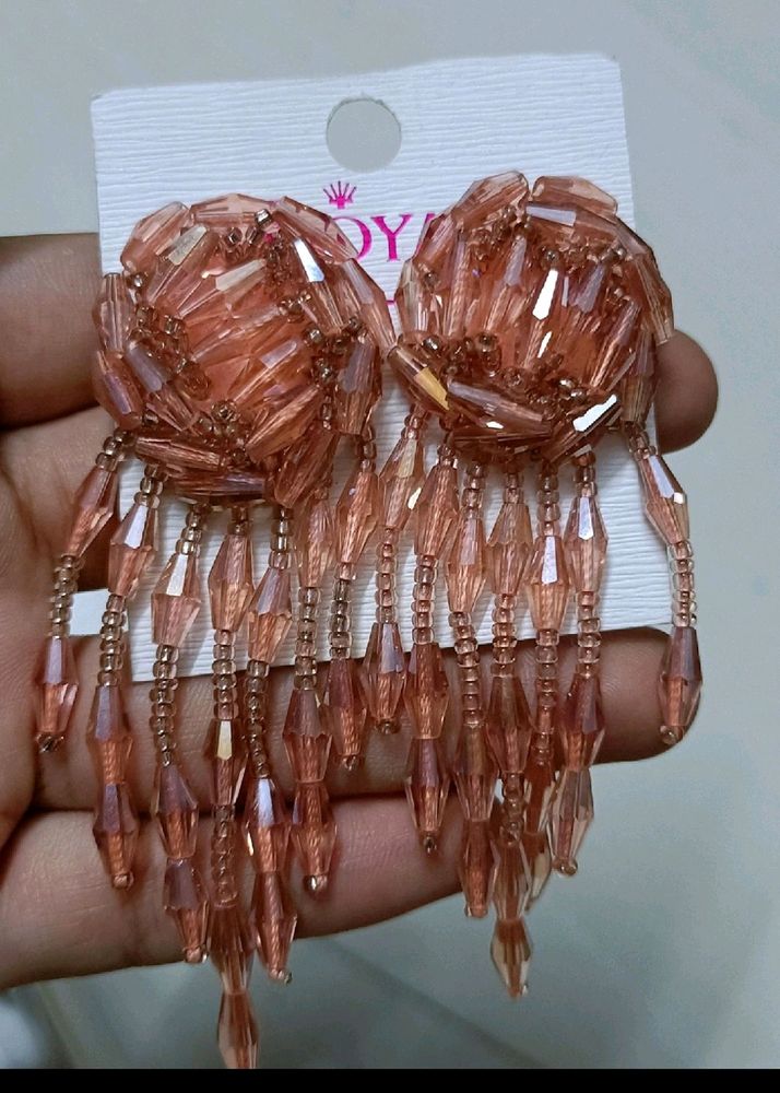 Peach Color Crystals Earrings