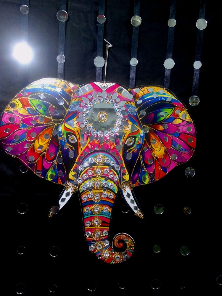 Beautiful Glass Elephant Mandala Art