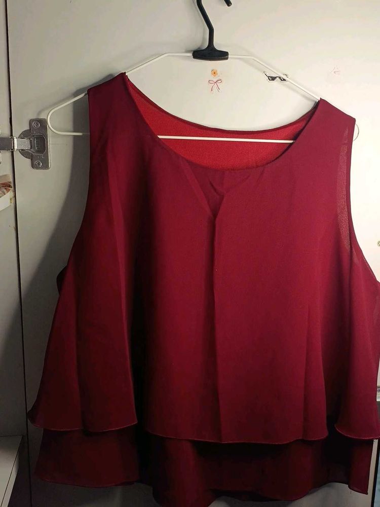 Maroon Layered Crop Top