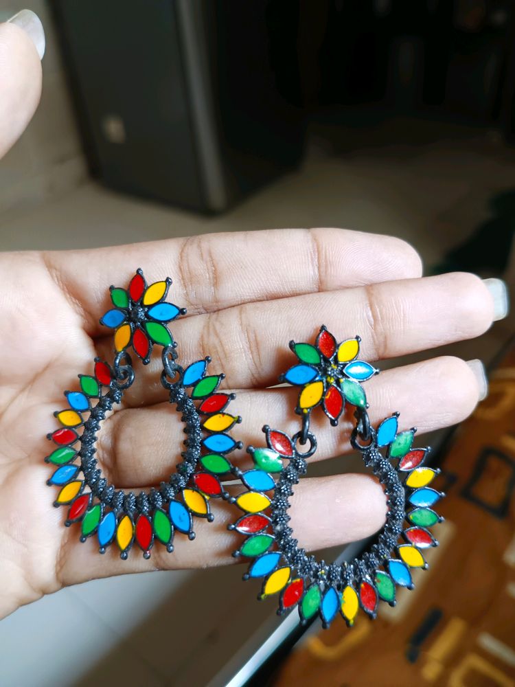 Black/Multicolour Jhumkas