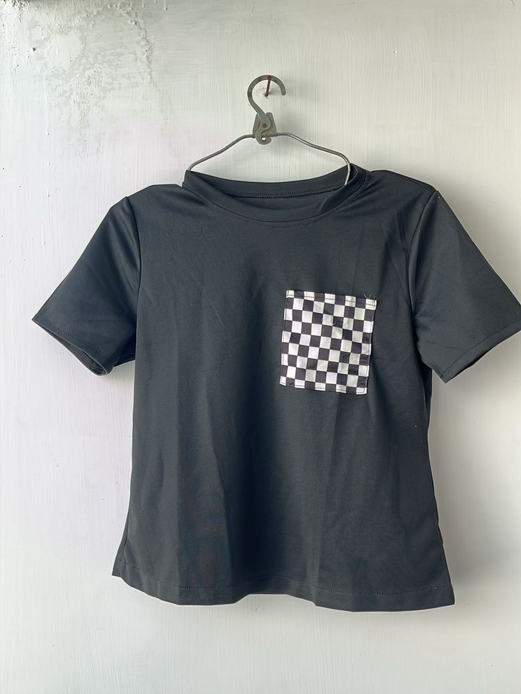 Checked Pocket Crop Top