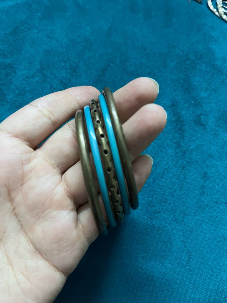 Metal And Turquoise Bangle Set