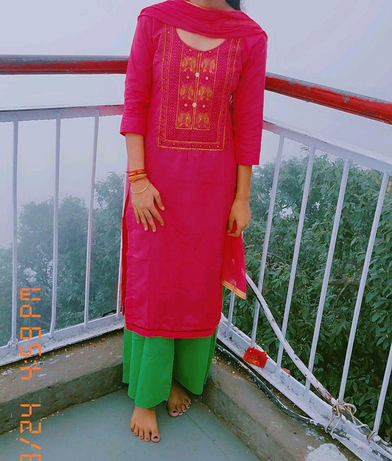 Plazo Kurti Set With Duptta